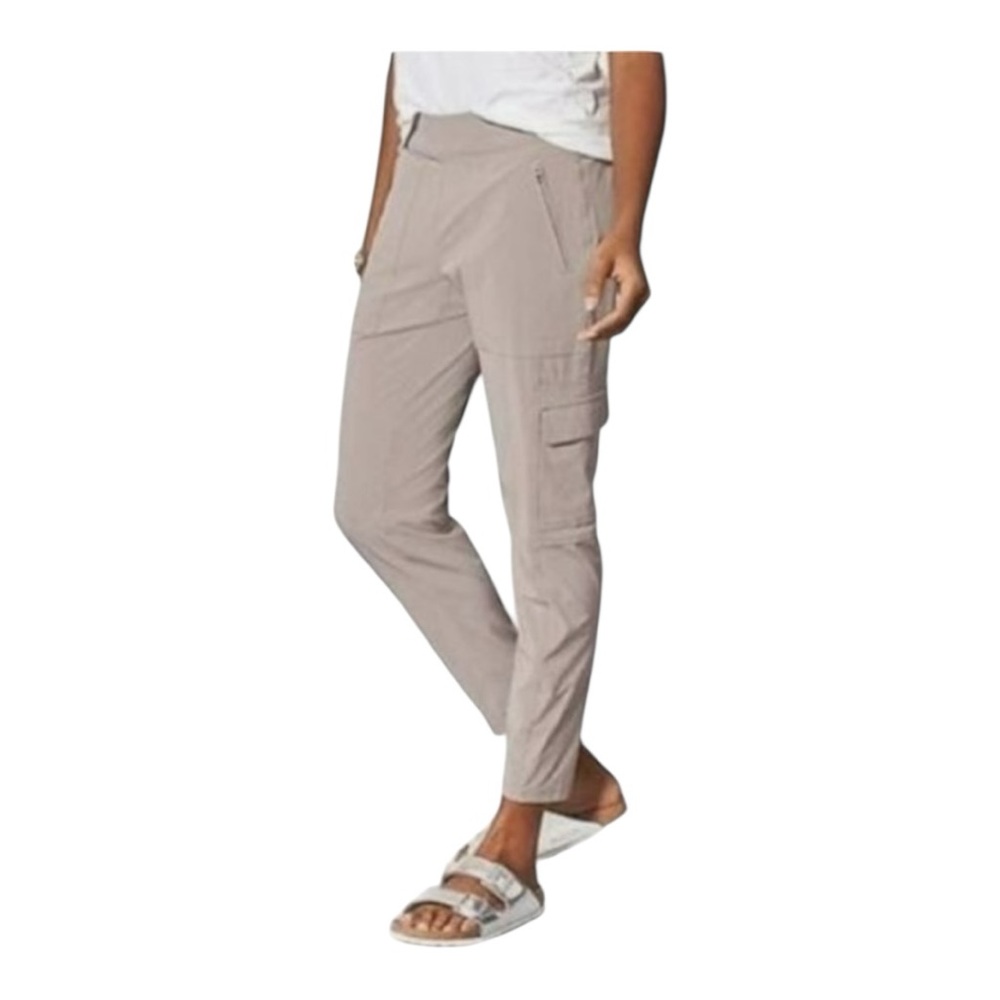 Athleta tan Chelsea Cargo Lined Pants size 8 elastic back